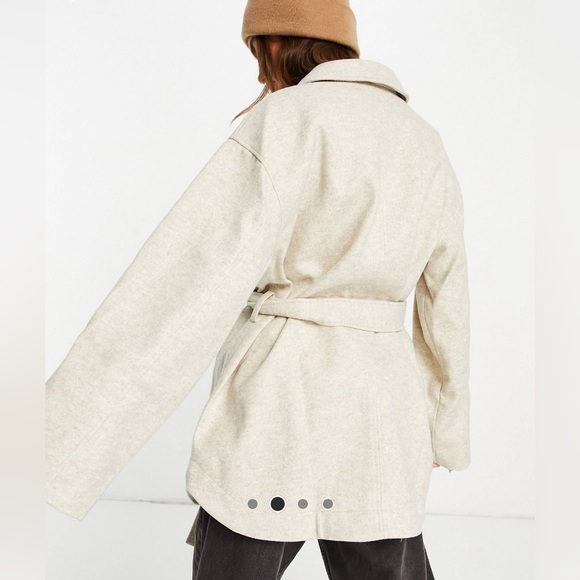 NWT ASOS DESIGN belted shacket in cream - Picture 3 of 4